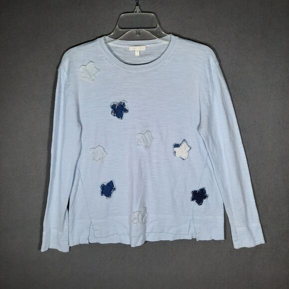 Lisa Todd Superstar Crew Neck Sweater Womens Size S Light Blue Star Applique - Picture 1 of 6